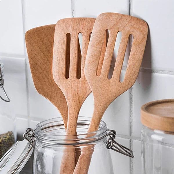 2pcs wooden kitchen spatula non stick spatula Turner set slotted cooking shovel long handle Wok spatula wooden kitchen utensils 241118