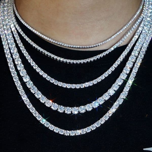 Tennis lab dia 14k gold 3mm 4mm 5mm def vvs tennis k chain hiphop necklace jewelry
