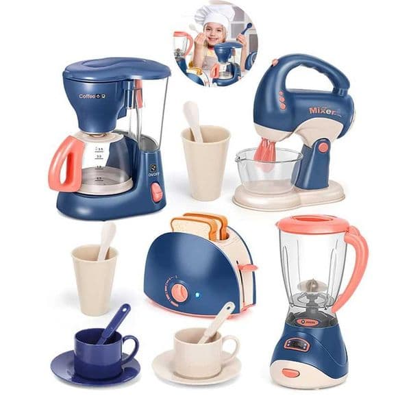 Mini home pretend game kitchen utensil toy set including coffee machine blender mixer blender and toaster suitable for childrens gifts W241119