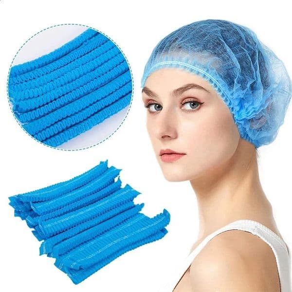 100 pieces of disposable non-woven fabric hair cap elastic waterproof mesh shower cap kitchen beauty head cover accessories 241118