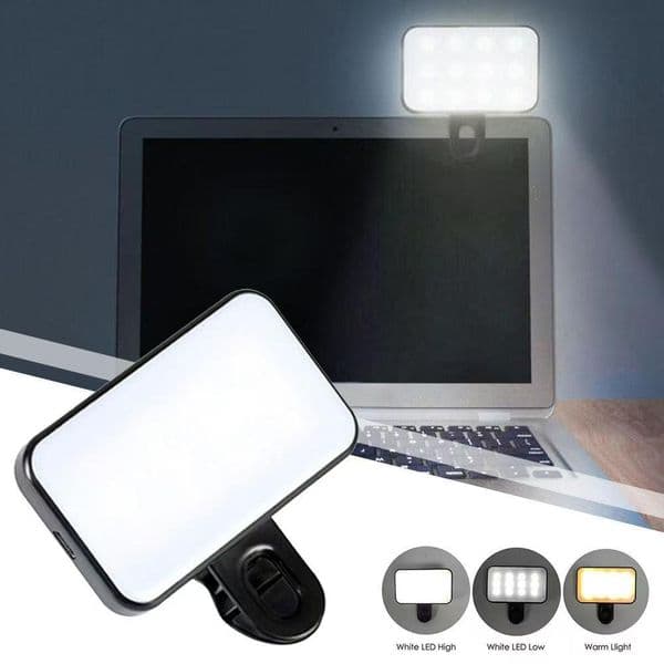 Smartphone Selfie Fill Light 2500K-9000K Video Conference Live Streaming Portable LED Light for Cell IPad Laptop Camera