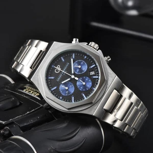 Girard Wrist Watches for Men 2024 Mens Watches Six needles All Dial Work Quartz Watch High Quality Top Luxury Brand Chronograph Clock Steel Belt Fashion GP Montre
