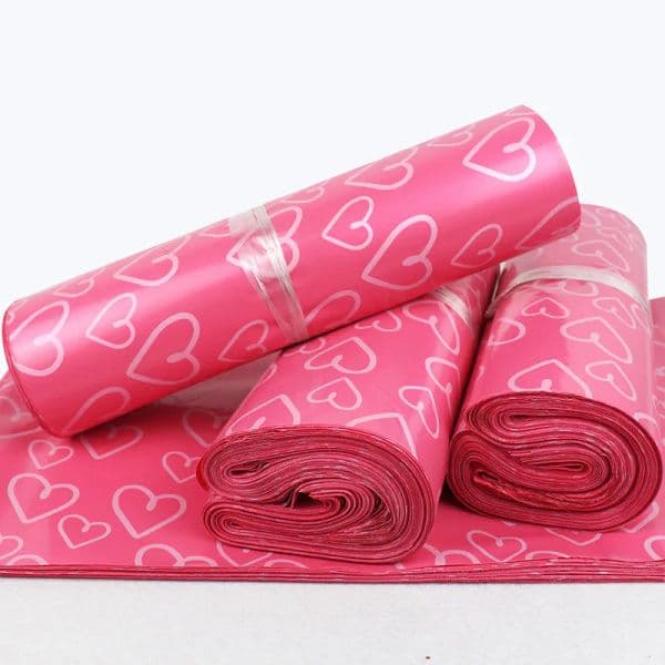 Wholesale Pink Heart Poly Mailer Shipping Plastic Packaging Bags Products Mail By Courier Storage Supplies Mailing Self Adhesive Package ZZ B2