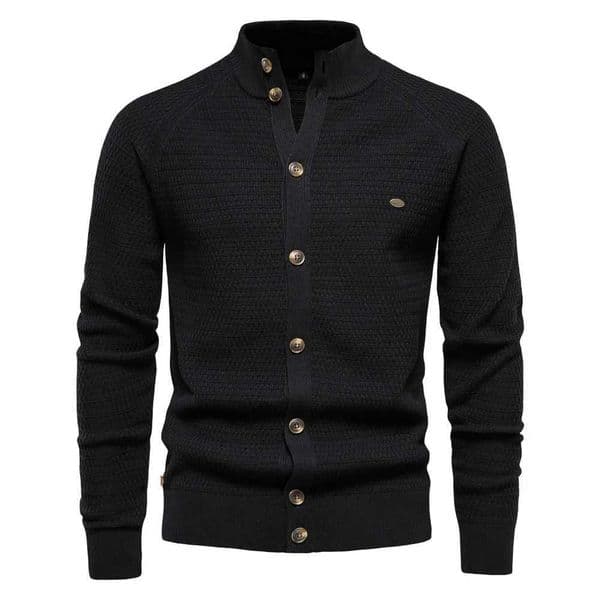 Mens Sweater Cardigan Spring Autumn High Quality Men Clothing Large Solid Color Male Standing Neck Long Sleeve Knitted SweatersXJ241119