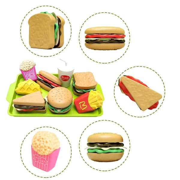 27 baby pretend games kitchen childrens toys simulated hamburgers french fries food role-playing Montessori girls education gift toys W241119