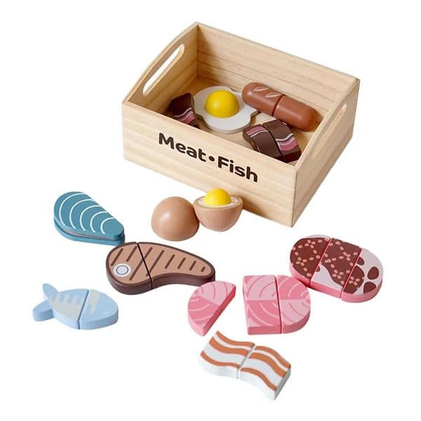 Wooden game food set Montessori toy kitchen set for children boys and girls W241119
