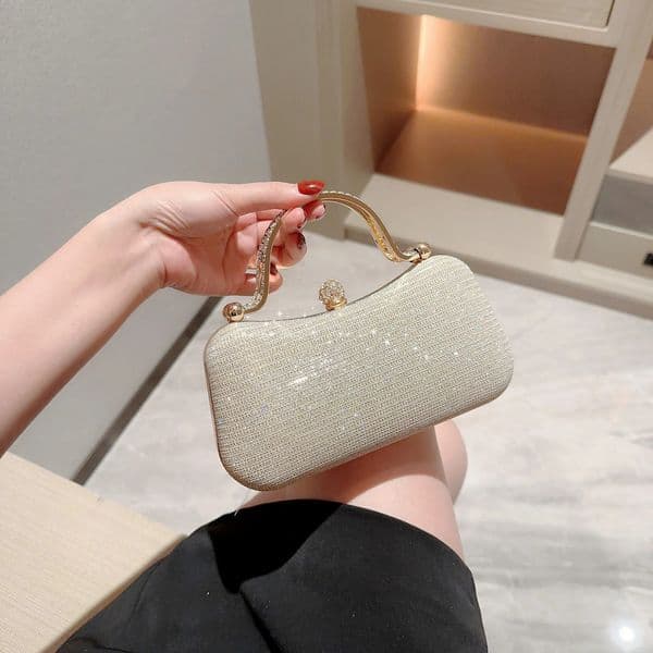 Womens Fashion Decorated Hand Ring Handheld Evening Bag Mini Shiny Banquet Dress Party Prom Annual 241115