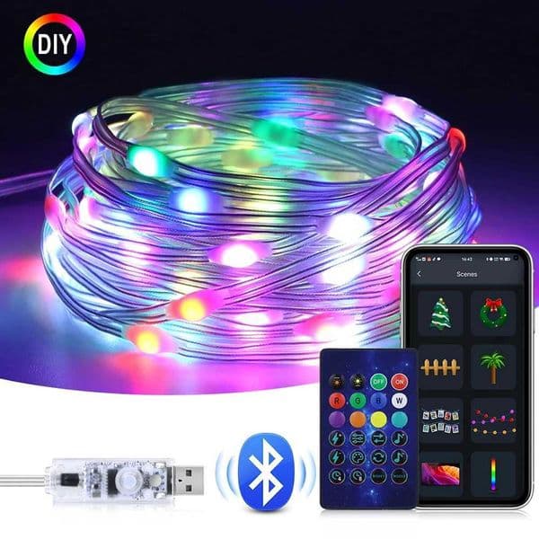 40M Christmas Tree Decorative Light USB 5V Bluetooth LED RGBIC Fairy Tale Light String Suitable For Christmas Decoration zyc241120
