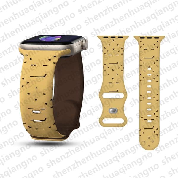 Sports Silicone Apple Watch Band For iwatch bands 38 40 41 42 44 45 49 mm Designer applewatch series 9 8 7 6 5 SE Ultra 2 Smart Straps Luxury Embossing Two Tone Wristband