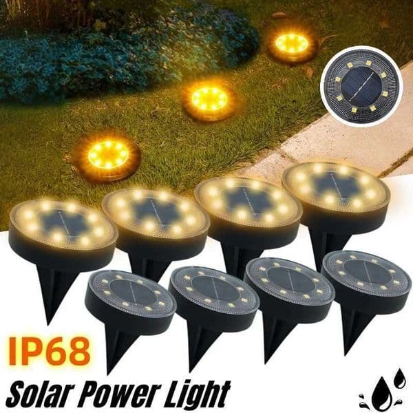 Outdoor LED Solar Power Disk Light New Solar Power Ground Light Waterproof Deck Light Spotlight Buried Lamp Garden Decoration zyc241120