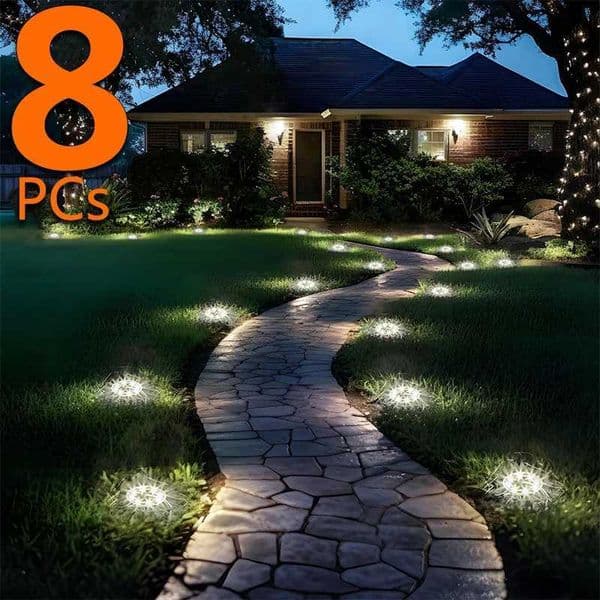 8/20LED Solar Power Disk Light Outdoor Garden Solar Underground Light Deck Light Spotlight Buried Solar Led Lamp Garden Decor zyc241120