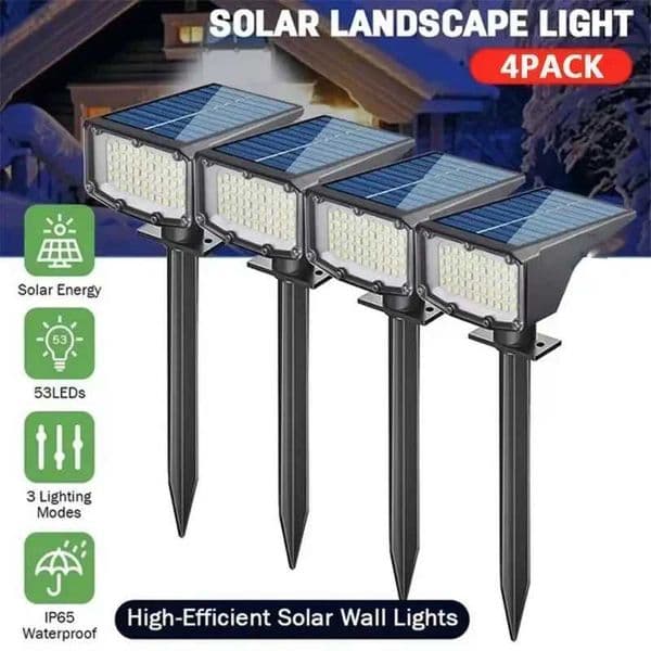2-4Pcs Solar Powered 50/53LED Lamp Adjustable Solar Spotlight In-Ground IP65 Waterproof Landscape Wall Light Outdoor Lighting zyc241120