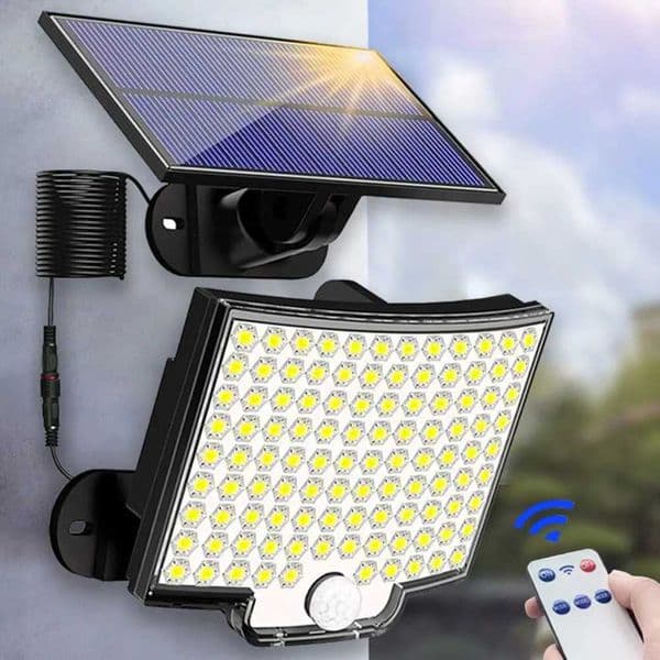 106 LED Solar Light With Remote Control Outdoor Spotlights IP65 Waterproof Motion Sensor Human Solar Flood Security Light 3 mode zyc241120