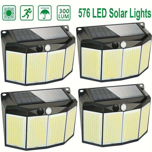 576 LED Solar Powered Lights Outdoor Motion Sensor Waterproof 3 Modes Security Spotlight for Outside Pathway Garden Patio Decor zyc241120