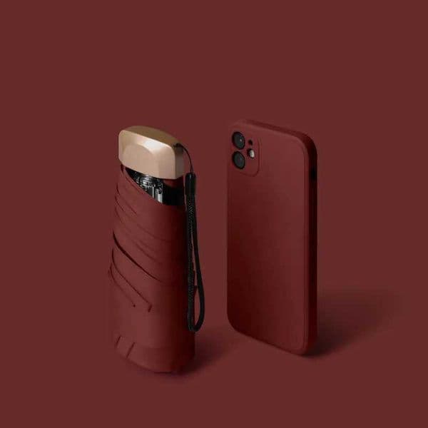 Wine Red Fashion UV-resistant Mini Umbrella Lightweight UPF50+ UV Protection Windproof Umbrella With Bag For Easy TakingXJ241120