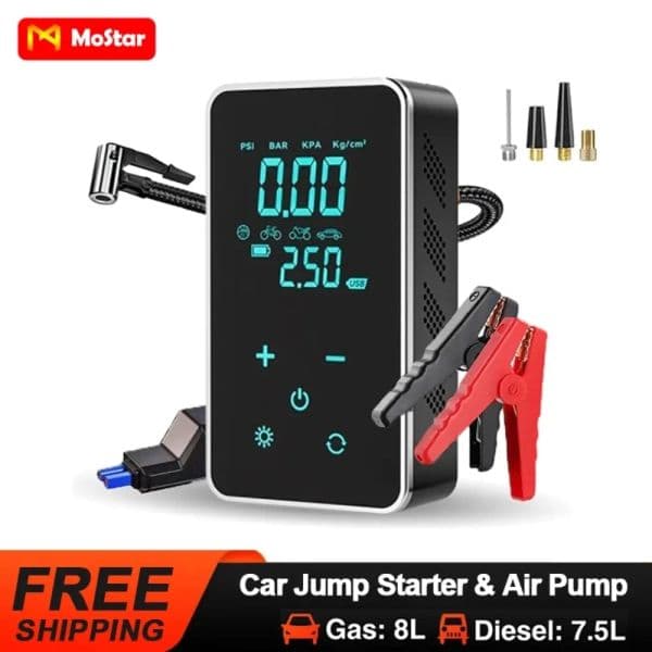 New Jump Starter Pump 4 in 1 Portable Air Compressor Car Battery Starting Device Powerbank Automotive Booster starter