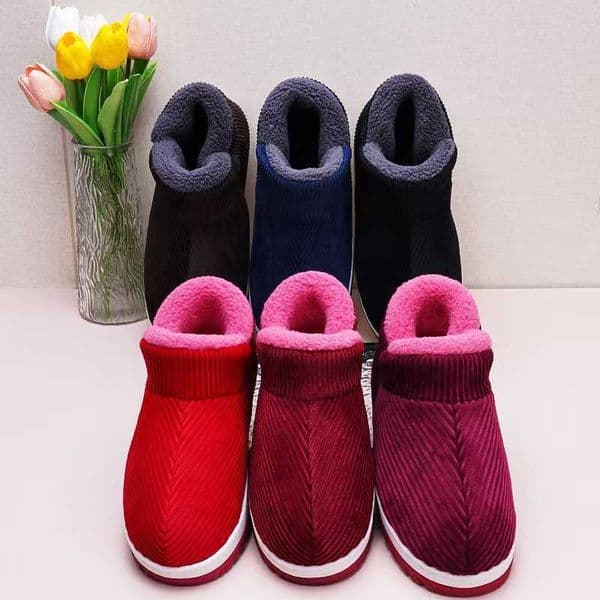 warm cotton shoes with high bag heels men women, thick velvet soles worn externally Non slip corduroy cotton slippers spring winter 241115