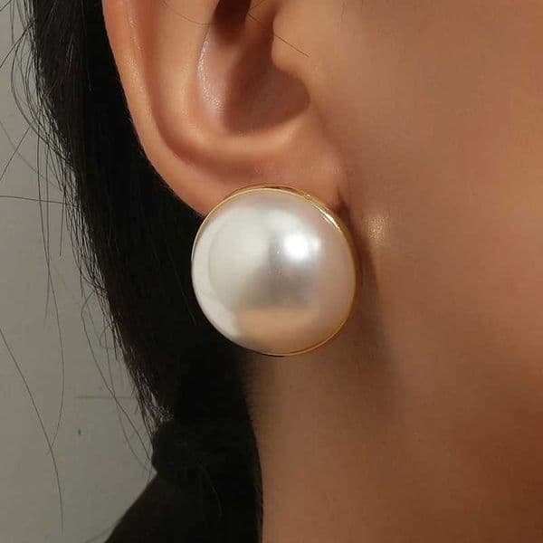 Big Simulated Pearl Earrings Temperament Simple White Statement Earrings For Women Korean Earrings Jewelry GiftX241119