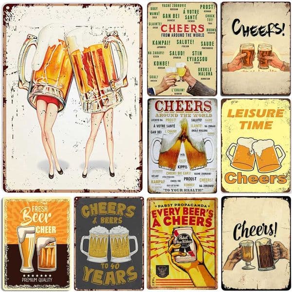 Vintage Metal Tin Signs Fresh Beer Cheers Wall Posters Plaque Iron Painting Decoration for Garage Game Room Home Cafe Club BarXJ241120