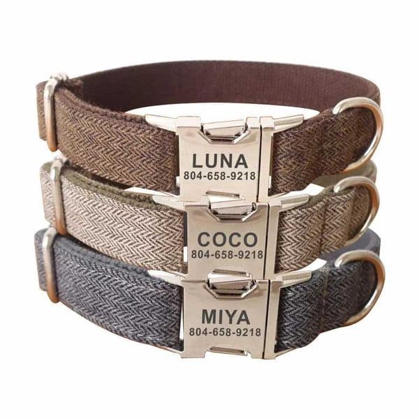 Personalized Dog Collar Customized Pet Collars Free Engraving ID Name Tag Pet Accessory Thick Suit Fiber Puppy Collar LeashXJ241114