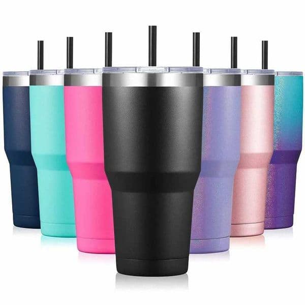 30OZ/900ML car hot cup with straw handle vacuum valve double 304 stainless steel beverage portable water bottle beer M241121