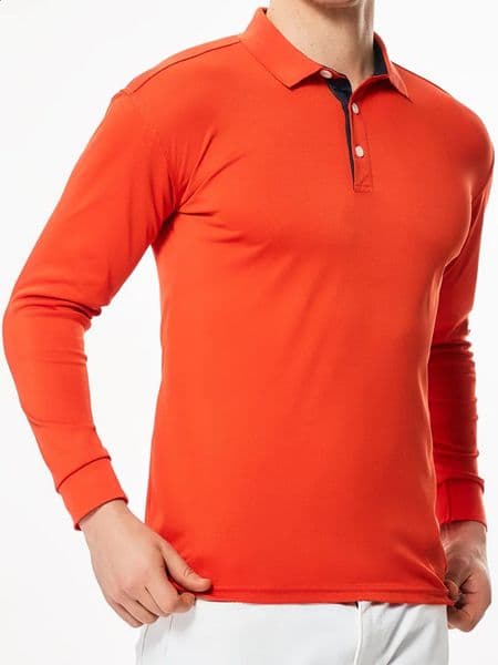 GAAJ Mens Polo Long Sleeves 100% Linen Cotton Shirt High Quality Clothing Casual Social Shirts For Man Polos 230gsm 81oz 241120