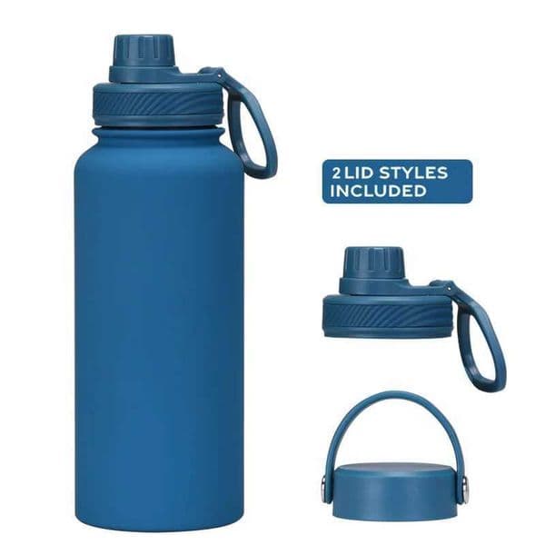 1000ml stainless steel hot sports water bottle with two lids crazy vacuum foil coffee cup M241121