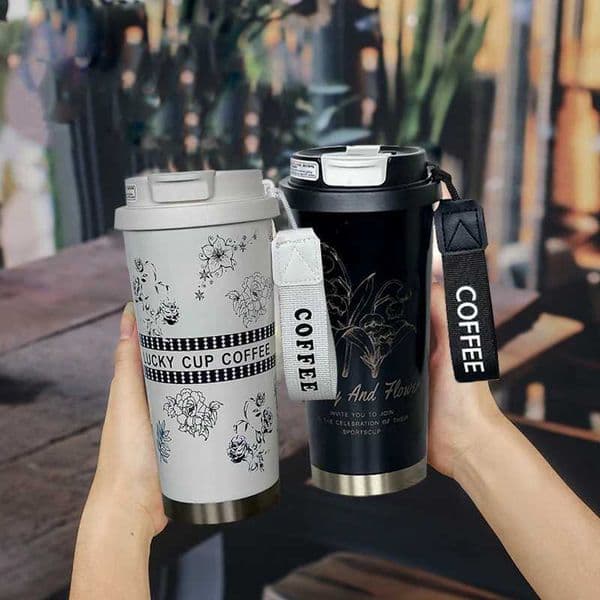 500ml 316 stainless steel Wan wer coffee g vacuum flame straw and direct drinking hot drink cup M241121