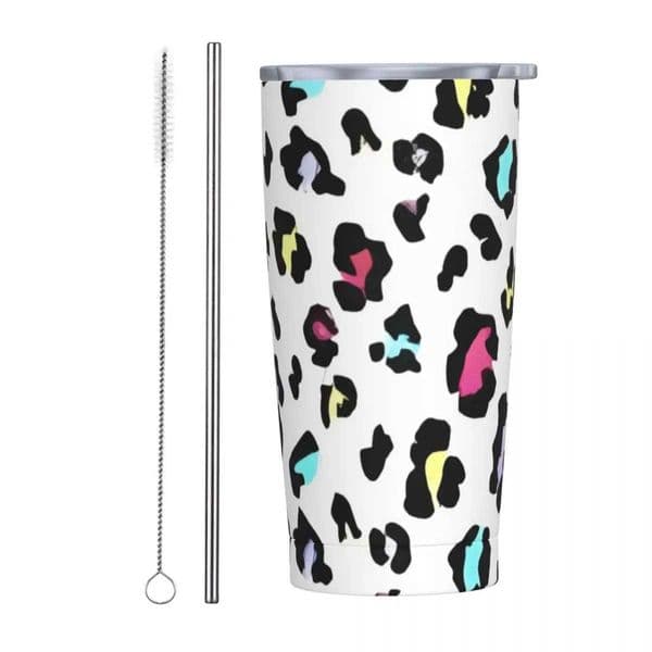Colorf Leopard stainless steel GS cup large capacity hot GS to maintain hot and cold milk tea water bottle M241121