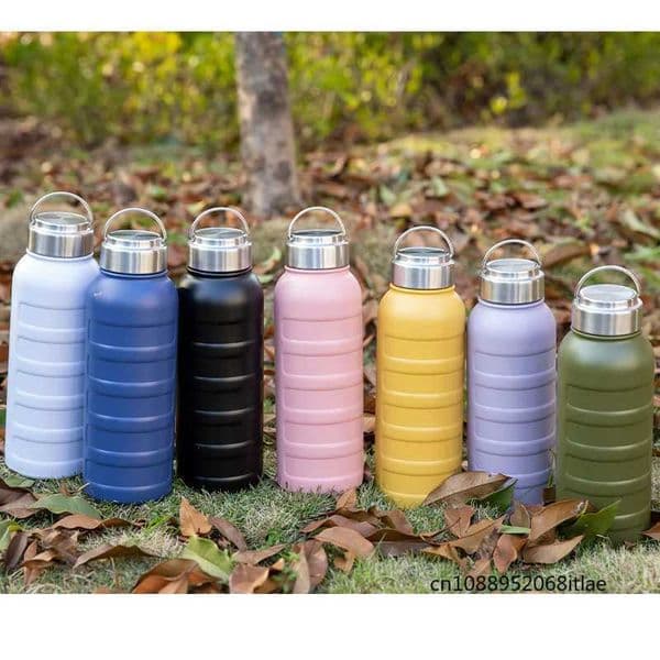 750ML/1000ML hot water bottle stainless steel car inflatable cup travel sports vacuum valve cover keeps hot and cold M241121