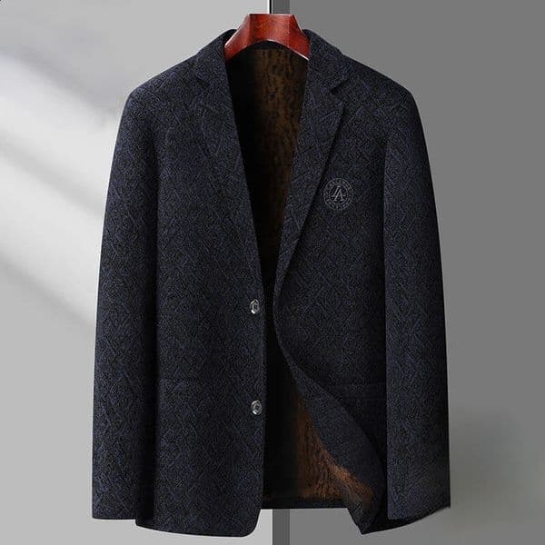 Autumn Winter Men Fleece Warm Blazers Suits Jackets Superior Quality Male Slim Fit Suits Coats Blazers Mens Clothing Size 4 241121