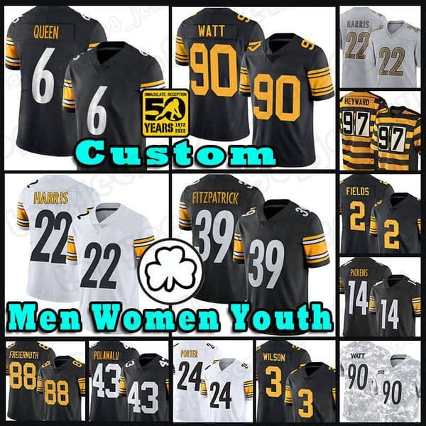 14 George Pickens Football 90 T.J. Watt Jerseys 24 Joey Porter Jr 43 Troy Polamalu 88 Pat Freiermuth 22 Najee Harris 6 Patrick Queen 2 Justin Fields 39 Minkah Fitzpatrick