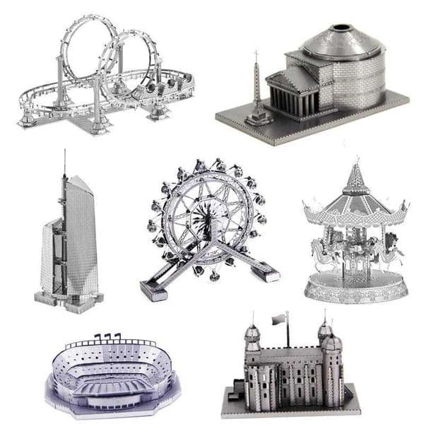 und building 3D Metal Puzzle Roller Coaster Cable Car Viking model KITS Assemble Jigs Puzzle Gift Toys For ChildrenXJ241120