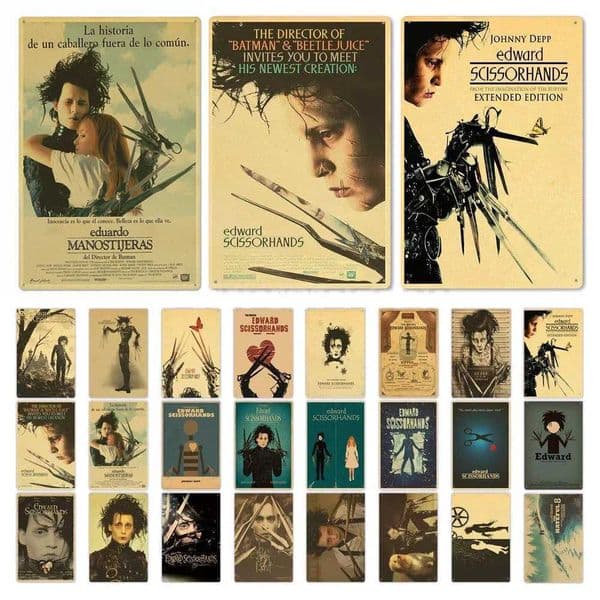 Vintage Edward Scissorhands Classic Movie Metal Poster Tin Signs Vintage Room Wall Decor for Man Cave BarXJ241120