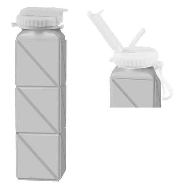 Foldable water bottle 20.7oz leak proof straw hat BPA silicone folding sports outdoor gym hiking 610ML M241121