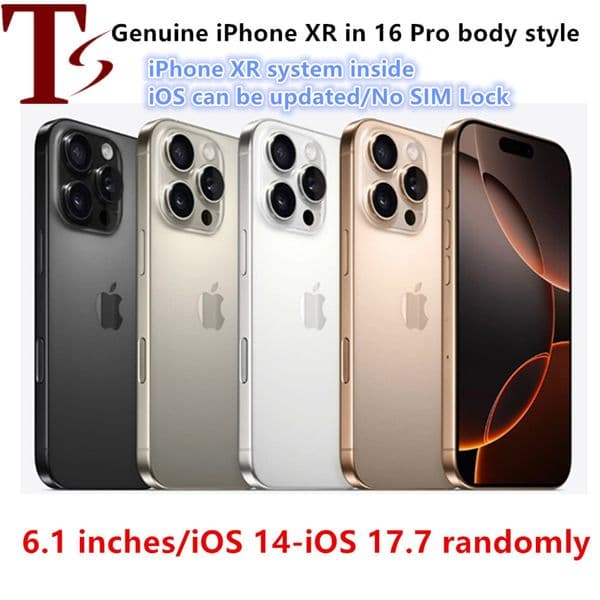 iPhone XR Modified iPhone 16 Pro Style 4G LTE Smartphone 3GB RAM 256GB Storage Face ID Unlocked Refurbished Like New Cell Phone