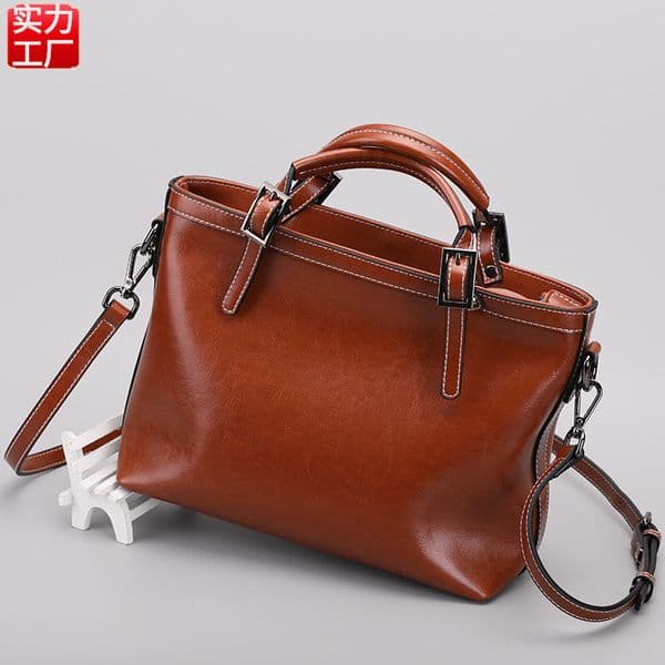 Women's 2024 New Genuine Leather Spring/Summer Handbag Minimalist Commuter Single Shoulder Diagonal Straddle Bag Style