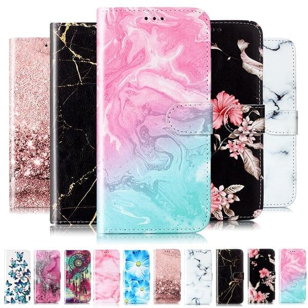 S26 Edge Flower Leather Wallet Cases For Samsung S25 FE S24 Plus S23 Ultra A17 A07 A36 A26 A56 A16 A06 A55 A15 A25 Dreamcatcher Butterfly Marble Holder Flip