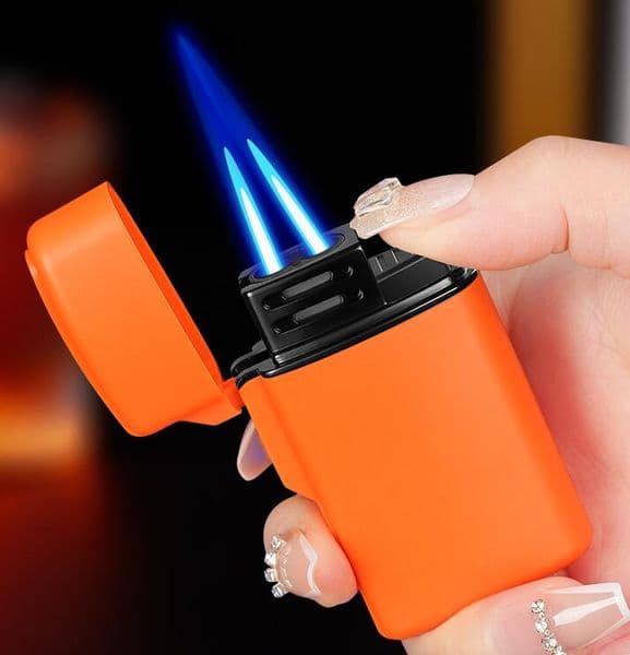 Latest Double Straight Gas Jet Lighter 6 Colors Windproof Cigar Cigarette Butane Flame Lighters Iatable Smoking Tool Accessories