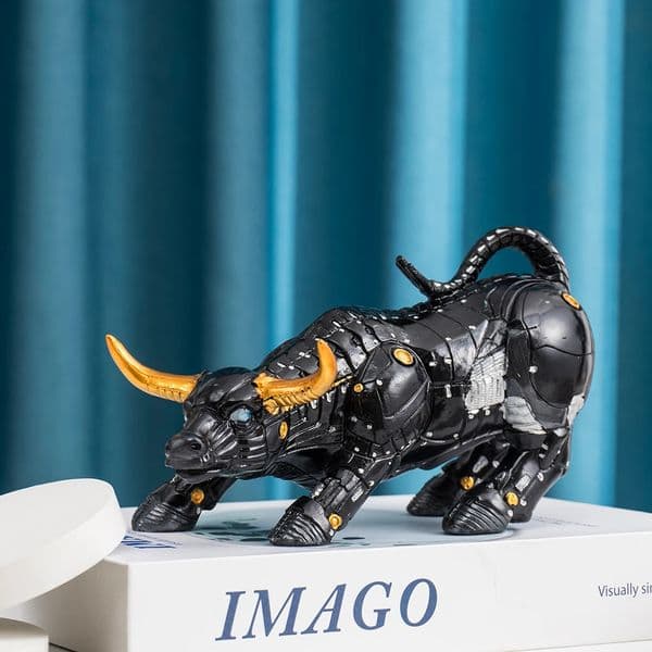 NORTHEUINS Wall Street Bull Market Resin Ornaments Feng Shui Fortune Statue Wealth Figurines For Office Interior Desktop Decor 241121