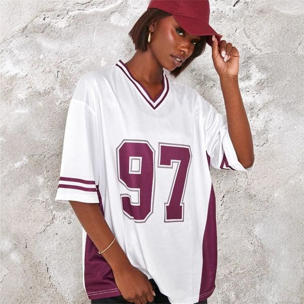 2026 Designer s autumn new street style loose casual sports style printed contrasting short sleeved women s T shirt top