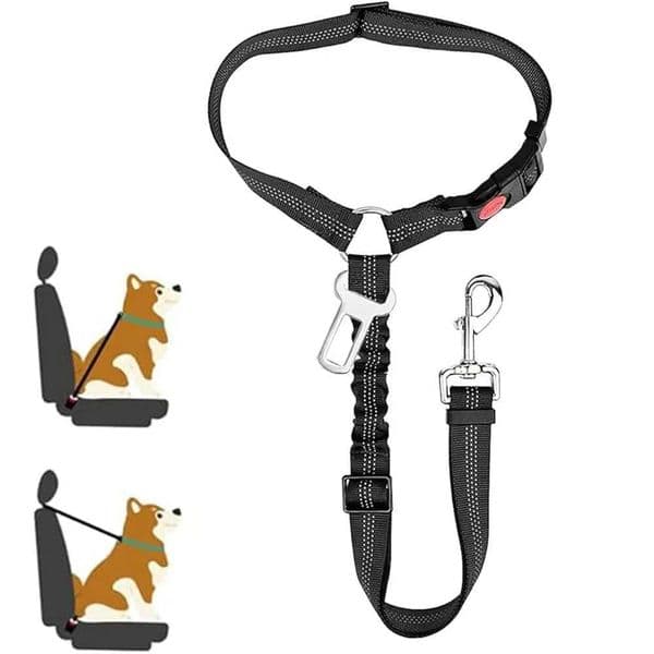 2-in-1 Dog Car Seatbelt Headrest Restraint Adjustable Reflective Pet Safety Seat Belt Clip Buckle Tether Large Medium Small DogsXJ241122