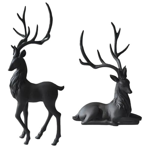 Deer Decoration Black Reindeer Ornaments for Shelf Living Room Craft Furnishings Elk Sculptures Home Decor 241121