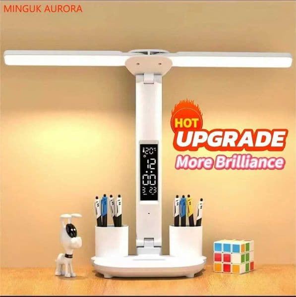 Rechargeable touch dimming color adjustable LED clock display reading light charging USB childrens desk lamp X241122