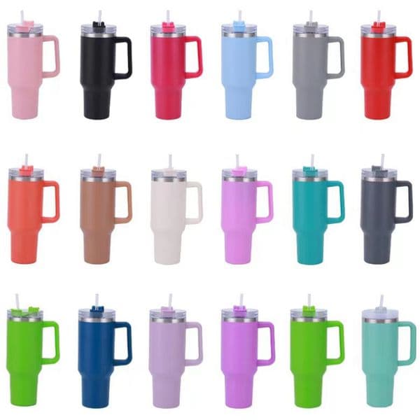 Designer Cup 40Oz Vacuum Cuptumblers Cups coffee mug With Handle Insulated Car Mugs Lids And Straws Stainless Steel Coffee Termos Designer Logo Reusable Ya285