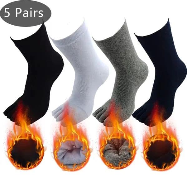 5 pairs/batch of winter thick warm loop cotton toe socks with five fingers for s solid antibacterial breathable and selling 241122