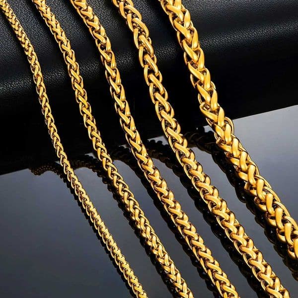 HIYEE Thickness 3/4/5/6/7/8mm Gold Color Wheat Braided Stainless Steel Necklace Link Classic Curb Chain for Men Women JewelryX241122