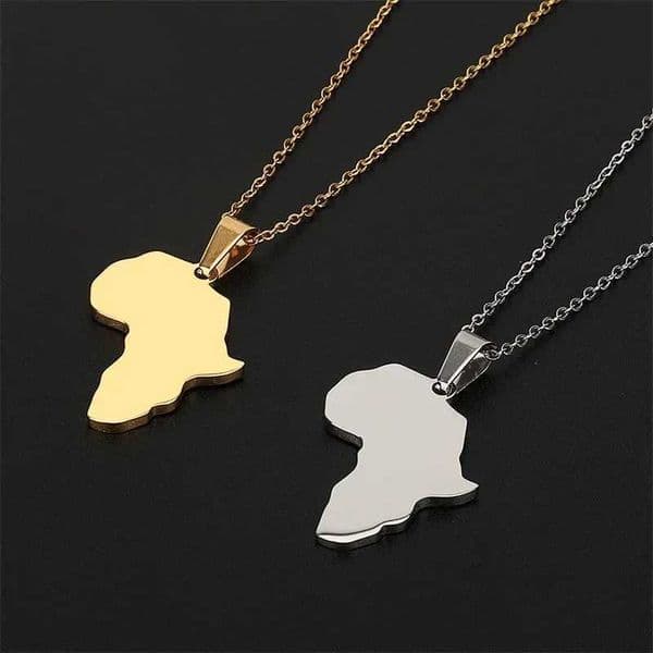 Classic Design Selling African Map Pendant Necklaces Men Women Stainless Steel Gold Color Africa Map Jewelry GiftX241122