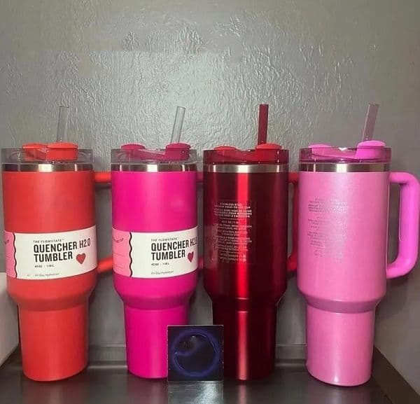 Comso Pink Parade Target Red Quenched H20 40oz tumblers cups With handle lid and straw insulated car Mugs stainless steel Black Chroma Chocolate Gold tumbl L260513