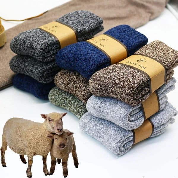 5 pairs of winter mens Merino wool socks super thick and warm high-quality Harajuku retro snow casual anti freezing cashmere mens socks 241122